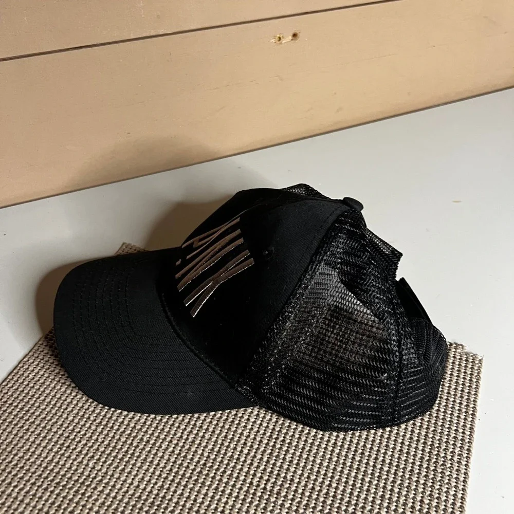 Nissin‎ Cap PINK Embroidered Black Trucker Hat Mesh Back Adjustable Snapback